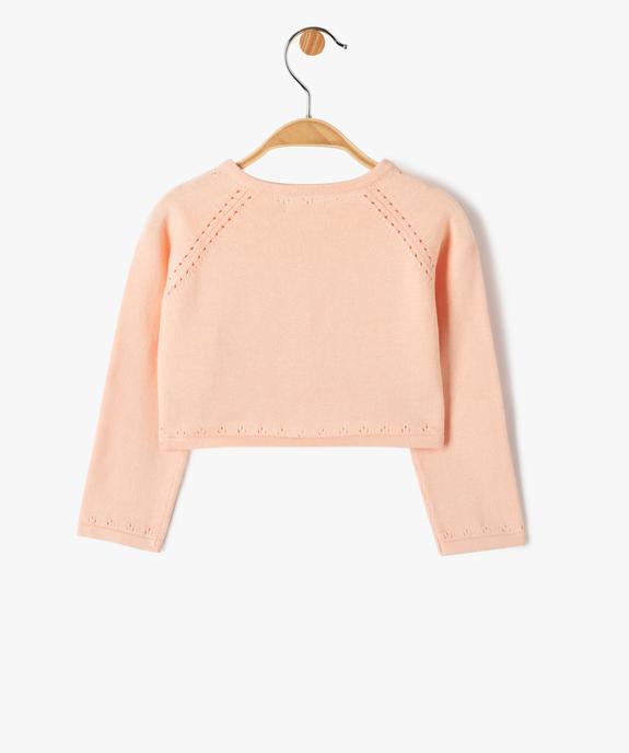 Gilet court avec détails ajourés bébé fille vue3 - GEMO(BEBE DEBT) - GEMO