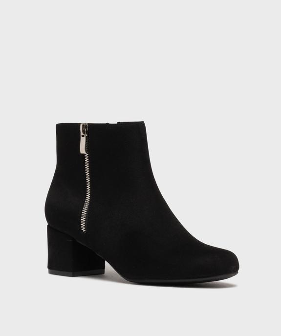 Boots femme à talon carré en suédine unie et zip décoratif vue8 - VALENTINA BALDA - GEMO
