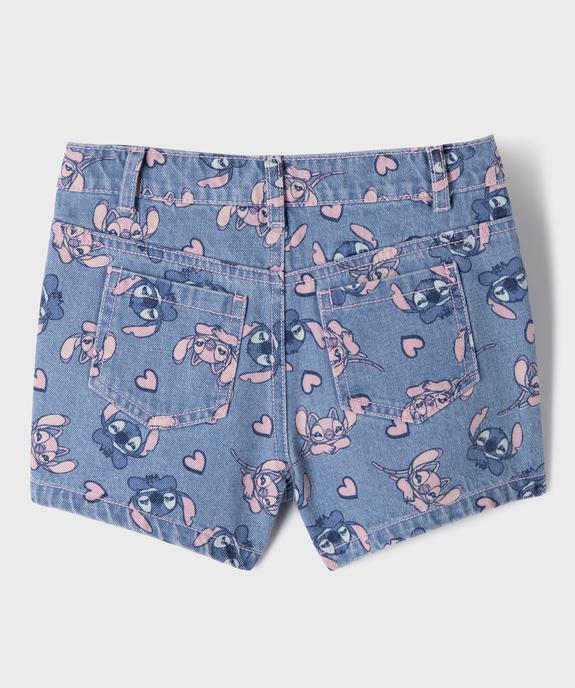 Short en jean avec motifs Stitch et Angel avec taille ajustable fille - Disney vue4 - LILO & STITCH - GEMO