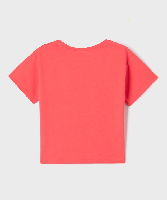 Tee-shirt manches courtes oversize avec motif fluo fille vue3 - GEMO (ENFANT) - GEMO