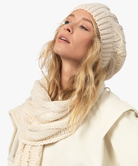 Bonnet femme en maille côtelée  vue2 - GEMO (ACCESS) - GEMO
