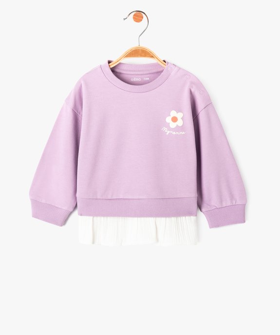 Sweat bébé fille avec empiècement tunique vue1 - GEMO(BEBE DEBT) - GEMO