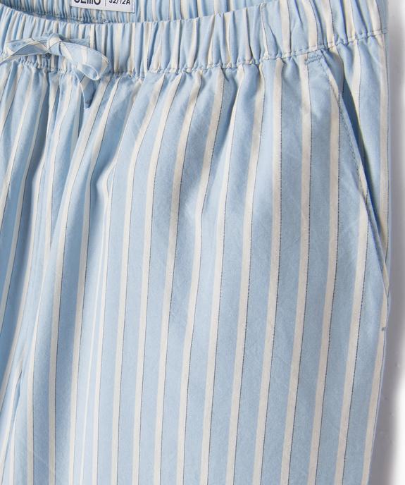 Pantalon large en coton rayé à taille élastiquée fille vue2 - GEMO (JUNIOR) - GEMO