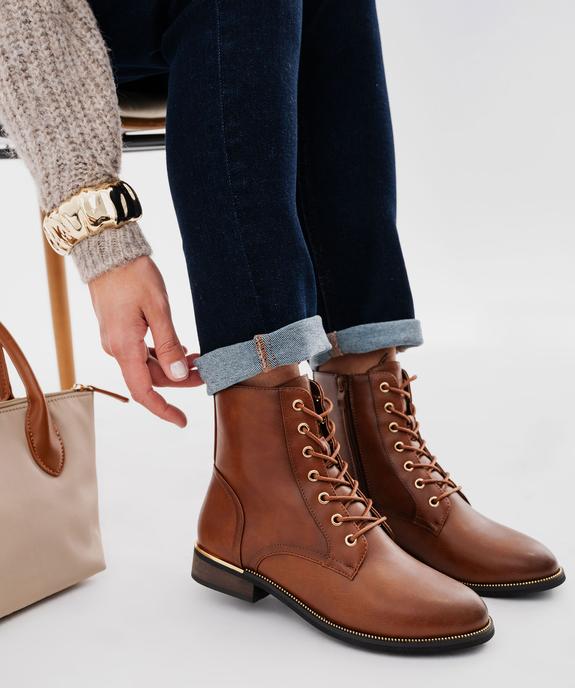 Boots plates à lacets et zip femme - VALENTINA BALDA Boots plates à lacets et zip femme vue1 - VALENTINA BALDA - GEMO