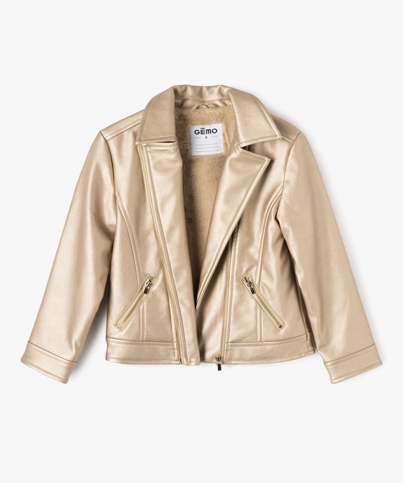 Blouson biker en cuir imitation fille vue3 - GEMO (ENFANT) - GEMO
