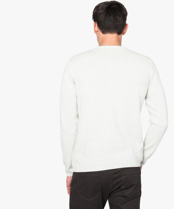 Pull à manches longues en côtes 1/1 sur le devant vue3 - GEMO (HOMME) - GEMO