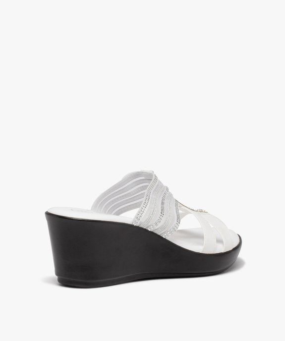 Mules femme compensées à bride strass élastiquée vue4 - GEMO(URBAIN) - GEMO