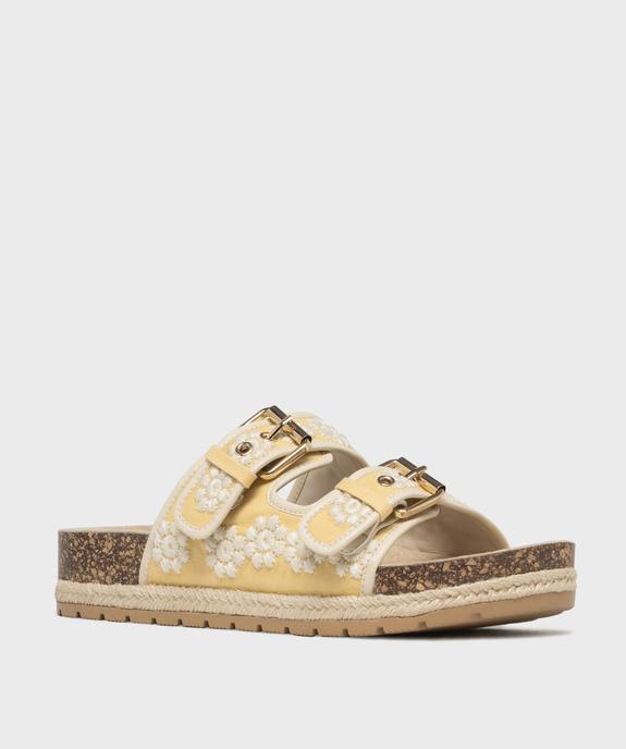 Mules à semelle plateforme et larges brides brodées femme - 5 Miles vue2 - 5 MILES - GEMO