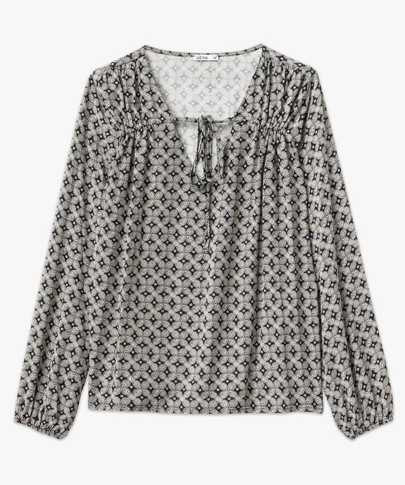 Blouse fluide imprimée avec liens à nouer femme vue4 - GEMO(FEMME PAP) - GEMO