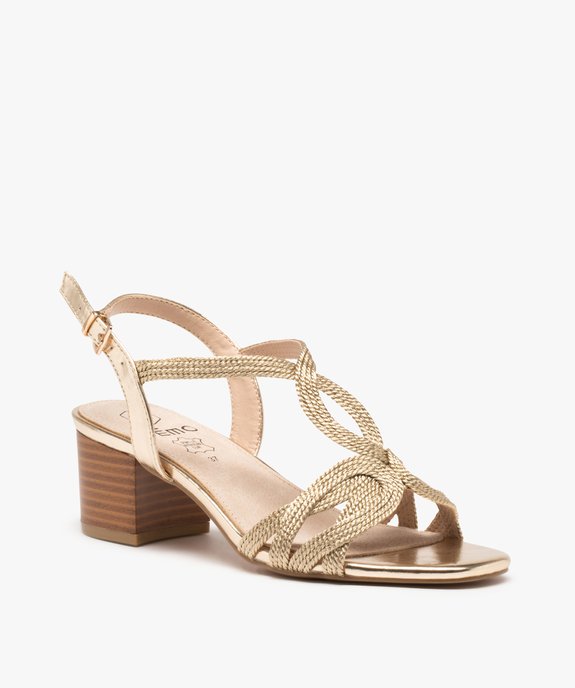 Sandales femme à talon et brides métallisées en cordelette vue2 - GEMO(URBAIN) - GEMO