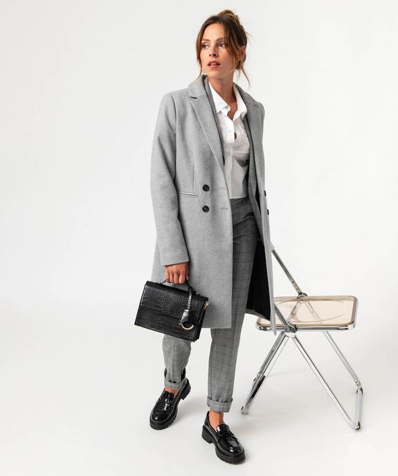 Manteau long droit en laine à double boutonnage femme vue1 - GEMO(FEMME PAP) - GEMO