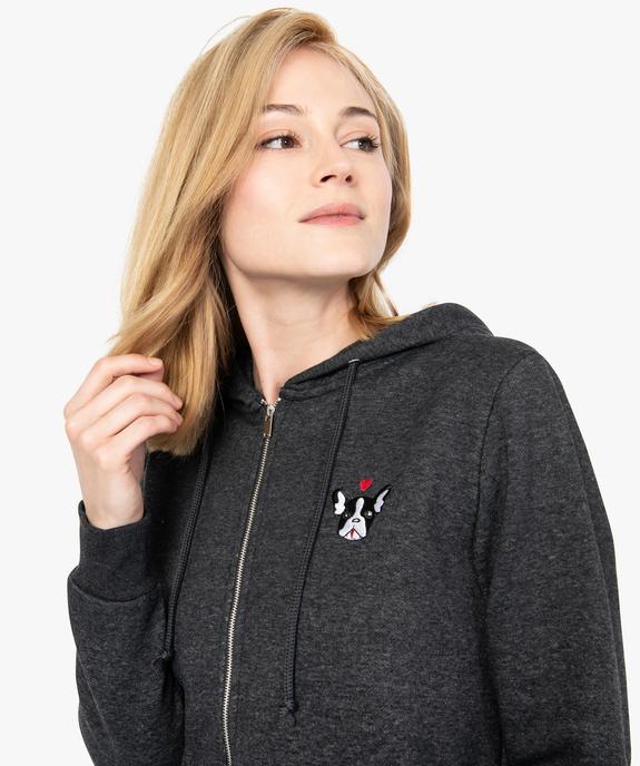 Sweat femme zippé à capuche et motif vue2 - FOLLOW ME - GEMO