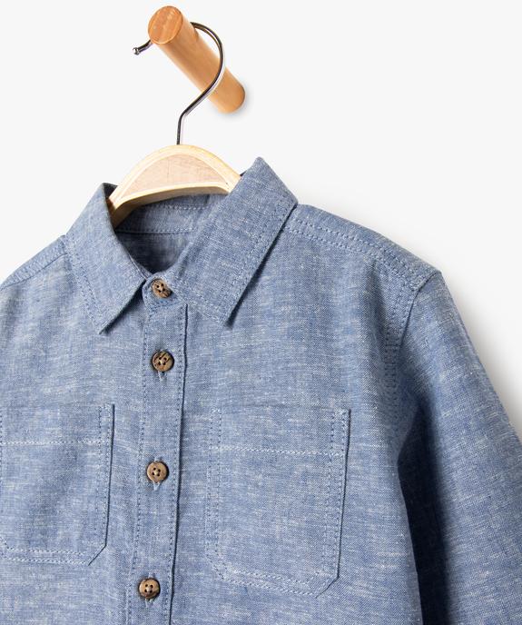 Chemise manches longues en coton lin mélangés bébé garçon vue2 - GEMO(BEBE DEBT) - GEMO