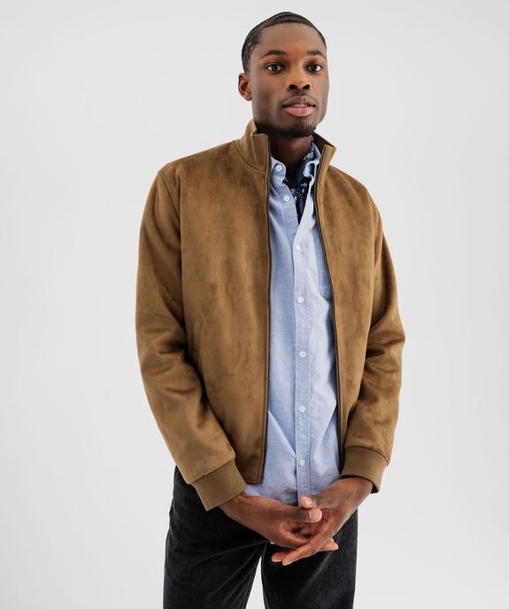 Veste en suédine à col montant homme vue2 - GEMO (HOMME) - GEMO