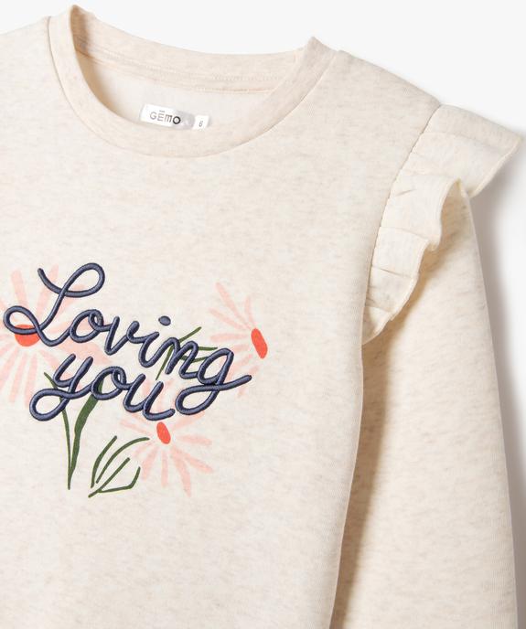 Sweat à motifs fleuris avec volants sur les épaules fille vue2 - GEMO 4G FILLE - GEMO