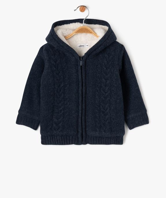 Gilet à capuche doublé sherpa bébé garçon vue1 - GEMO(BEBE DEBT) - GEMO