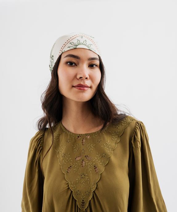 Blouse manches 3/4 avec empiècement brodé femme vue3 - GEMO(FEMME PAP) - GEMO
