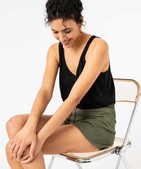 Débardeur en lin col V femme vue1 - GEMO 4G FEMME - GEMO