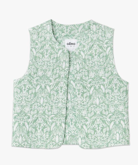 Gilet sans manches matelassé à motifs fleuris femme vue4 - GEMO 4G FEMME - GEMO