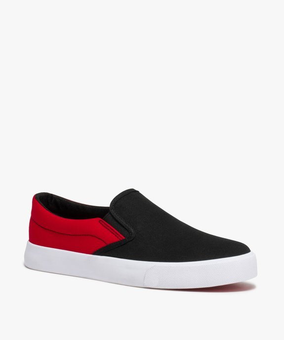 Chaussures basses homme slip-on en toile bicolore vue2 - GEMO 4G HOMME - GEMO