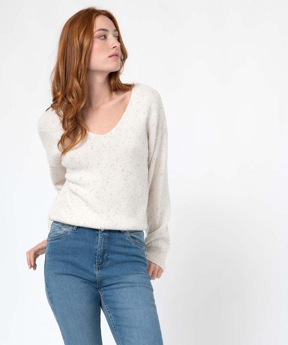 Pull femme coupe courte avec touches pailletées vue2 - GEMO(FEMME PAP) - GEMO