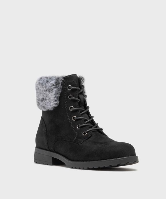 Boots fourrées à lacets, semelle crantée et col fantaisie femme vue3 - VALENTINA BALDA - GEMO