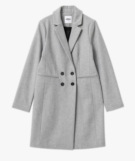 Manteau long droit en laine à double boutonnage femme vue4 - GEMO(FEMME PAP) - GEMO