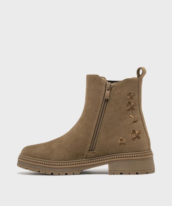 Boots Chelsea zippées en suédine et semelle crantée fille - LuluCastagnette vue3 - LULUCASTAGNETTE - GEMO