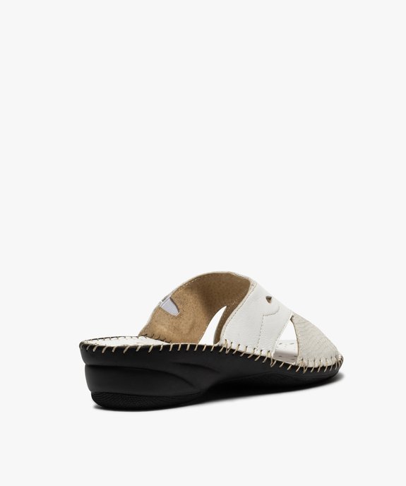 Mules femme confort en cuir à petit talon compensé vue4 - GEMO (CONFORT) - GEMO