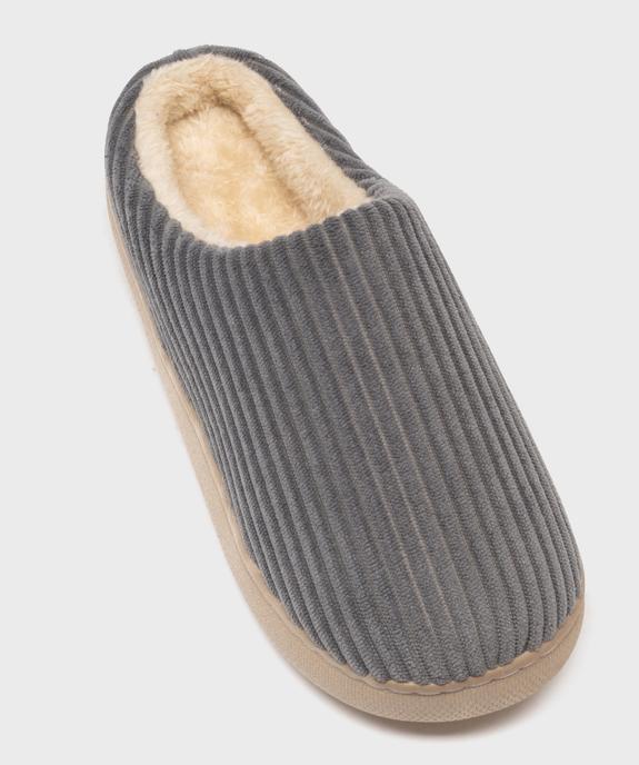 Chaussons mules en velours côtelé à doublure fourrée homme vue5 - GEMO(HOMWR HOM) - GEMO