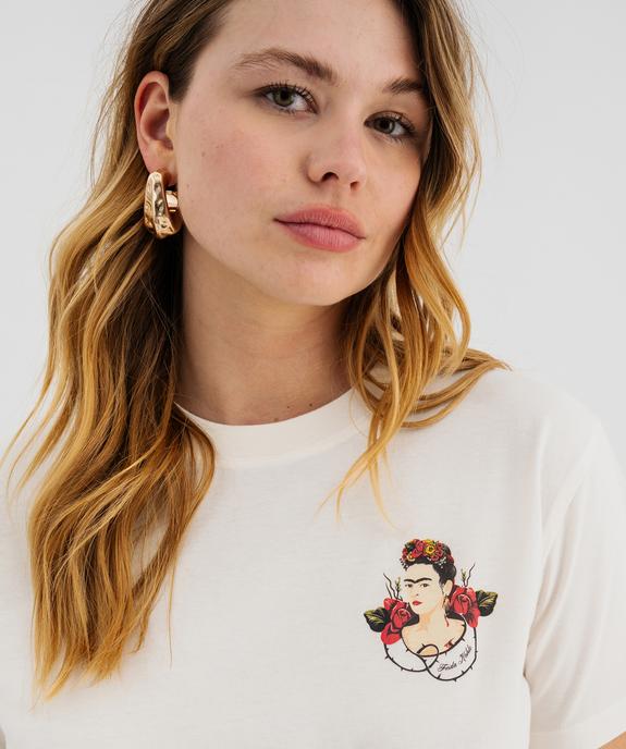 Tee-shirt manches courtes imprimé devant et dos femme - Frida Kahlo vue2 - FRIDA KAHLO - GEMO