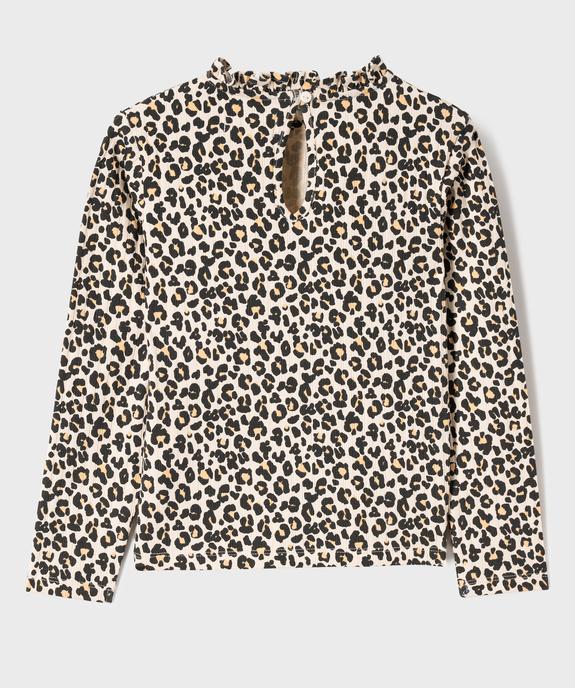 Tee-shirt manches longues imprimé avec col froncé fille vue3 - GEMO 4G FILLE - GEMO
