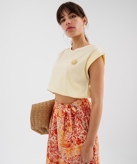 Tee-shirt sans manches loose en jersey de coton à breloque femme vue4 - GEMO(FEMME PAP) - GEMO