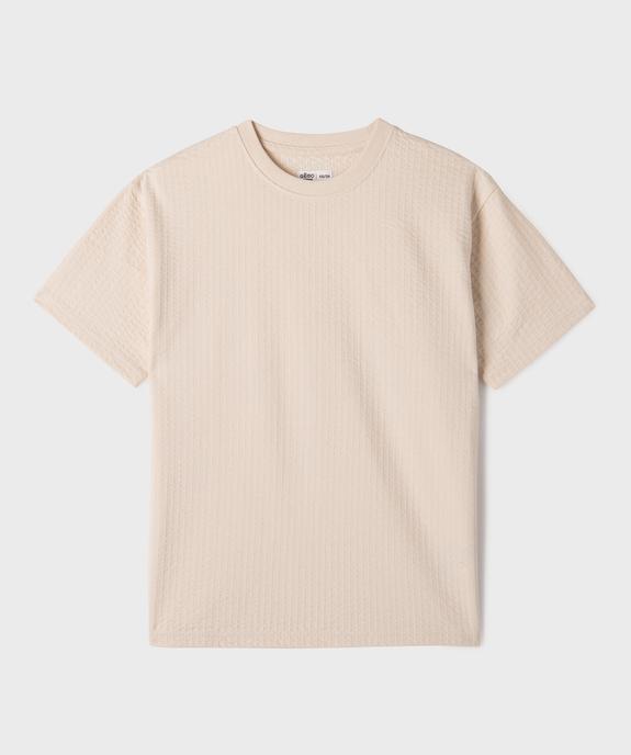 Tee-shirt en seersucker moelleux coupe droite garçon vue1 - GEMO 4G GARCON - GEMO