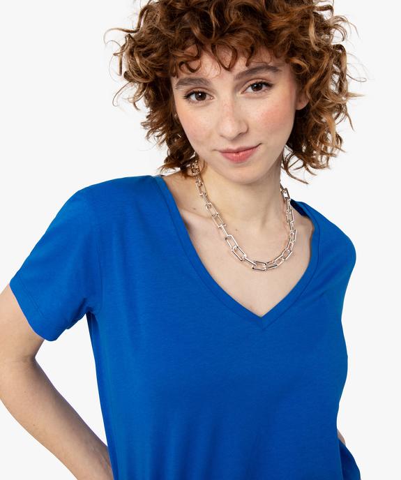 Tee-shirt femme à manches courtes avec col V vue2 - GEMO(FEMME PAP) - GEMO