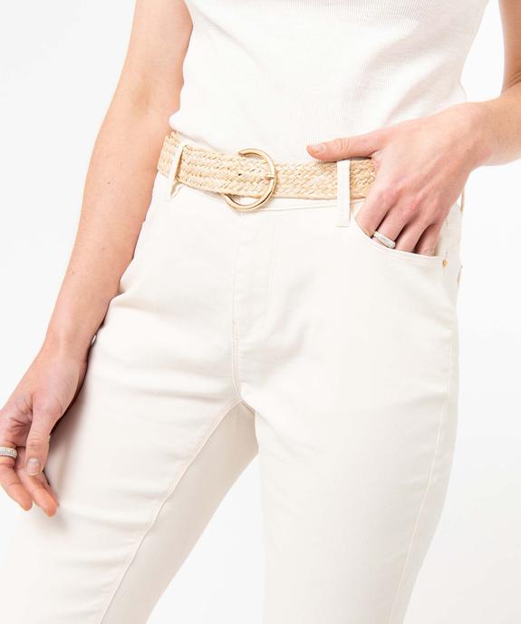 Pantacourt femme en toile denim avec ceinture tressée vue2 - GEMO 4G FEMME - GEMO