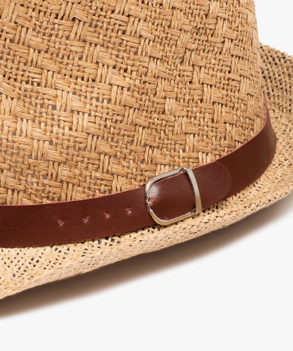 Chapeau homme panama en paille avec ruban à boucle  vue2 - GEMO (ACCESS) - GEMO