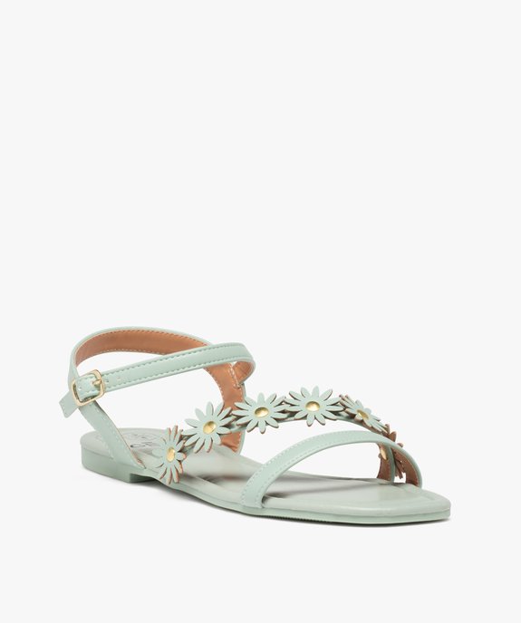 Sandales femme unies à talon plat et fleurs en relief vue2 - GEMO (CASUAL) - GEMO