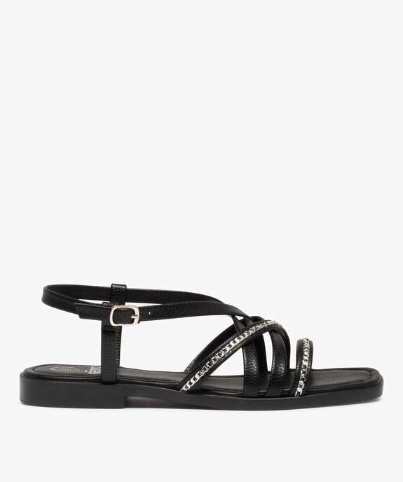 Sandales femme à talon plat et fines brides avec chainette vue1 - GEMO (CASUAL) - GEMO