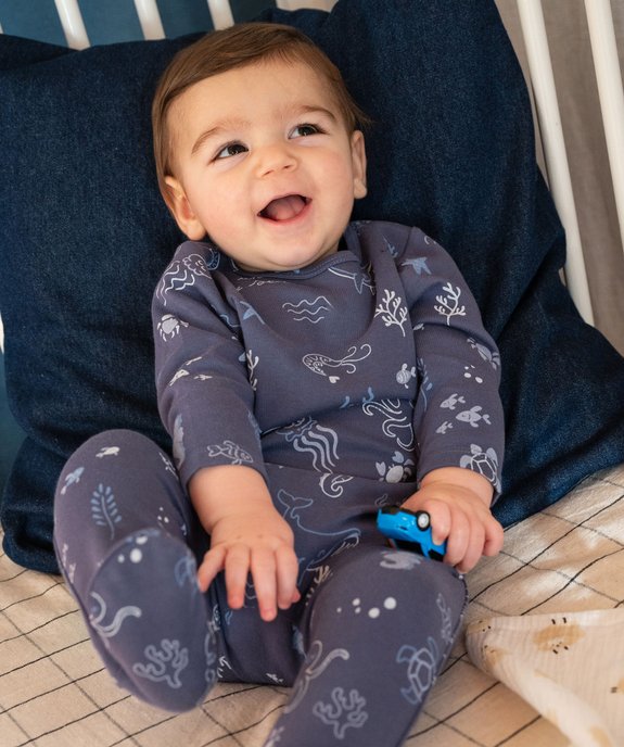 Pyjama dors-bien en coton avec motifs marins bébé garçon vue1 - GEMO 4G BEBE - GEMO