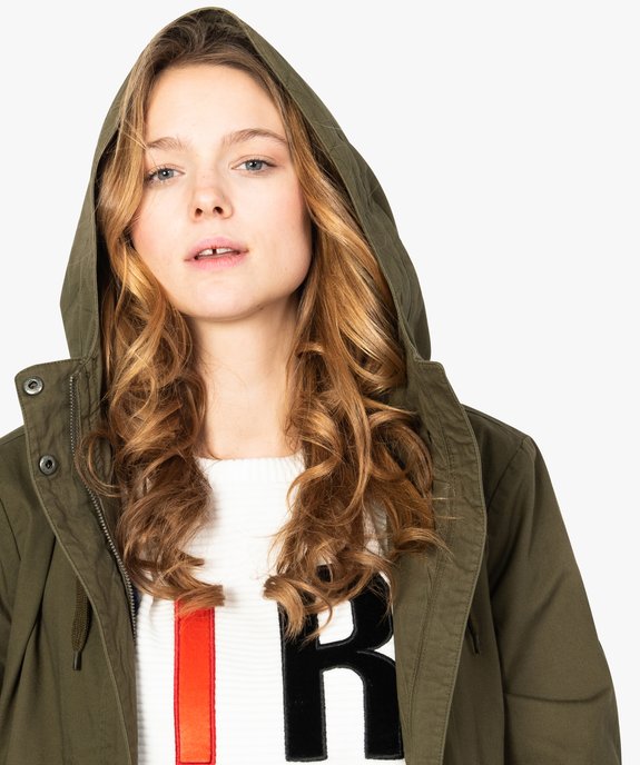 Parka femme fine mi-longue à capuche vue2 - GEMO(FEMME PAP) - GEMO