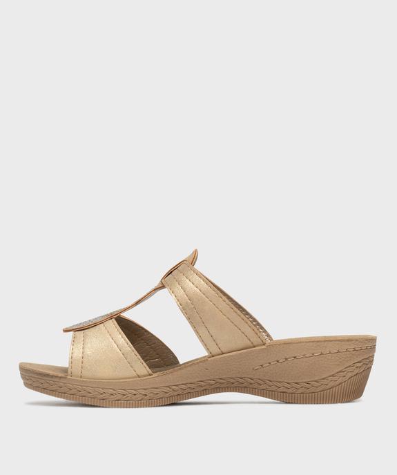 Mules confort à talon compensé et semelle intérieure cuir femme - G'Flex vue3 - G'FLEX - GEMO