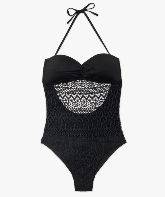 Maillot de bain femme une pièce avec devant en dentelle vue4 - GEMO (PLAGE) - GEMO