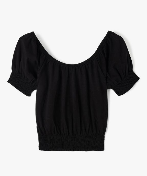 Tee-shirt fille à col Bardot et finitions stockées vue3 - GEMO (JUNIOR) - GEMO