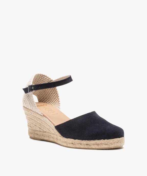 Sandales femme compensées dessus cuir uni vue2 - GEMO(URBAIN) - GEMO