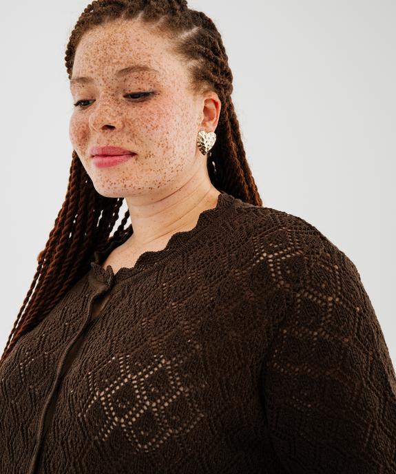 Gilet manches courtes en maille ajourée femme grande taille vue3 - GEMO 4G GT - GEMO