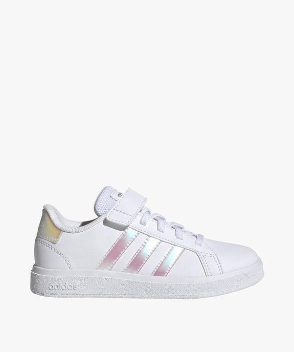 Baskets a scratch fille avec bandes contrastantes Adidas blanc GEMO