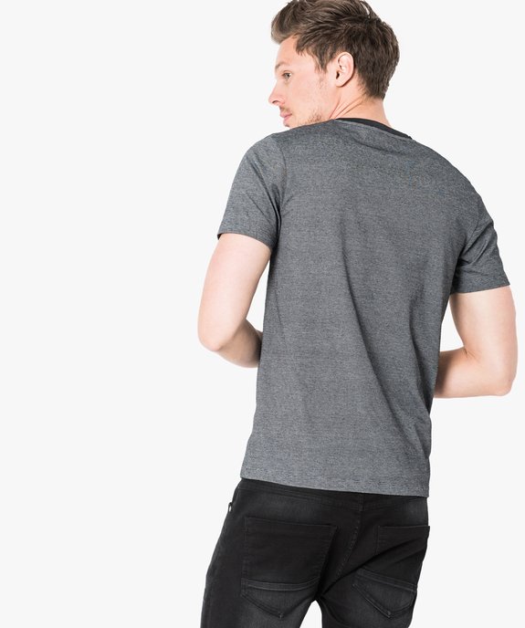 Tee-shirt à manches courtes et col V constrastant vue3 - GEMO (HOMME) - GEMO