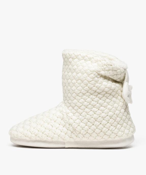 Chaussons femme boots en maille avec nœud à l’arrière vue3 - GEMO(HOMWR FEM) - GEMO