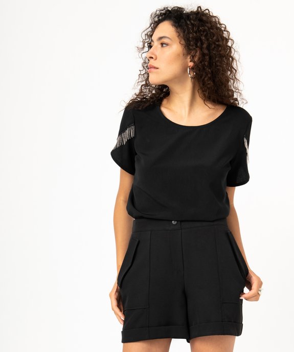 Blouse à manches courtes avec franges chaines femme vue2 - GEMO(FEMME PAP) - GEMO